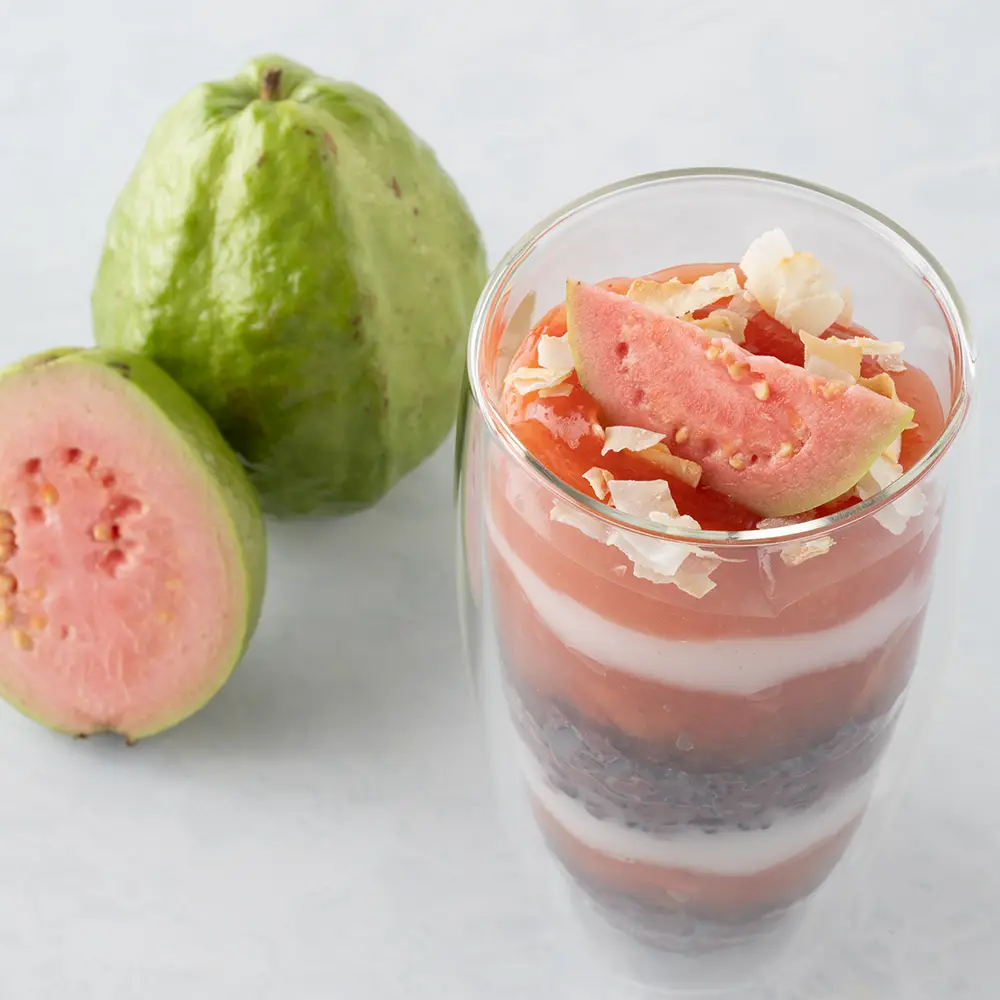 Pink Guava Coconut Rice Parfait