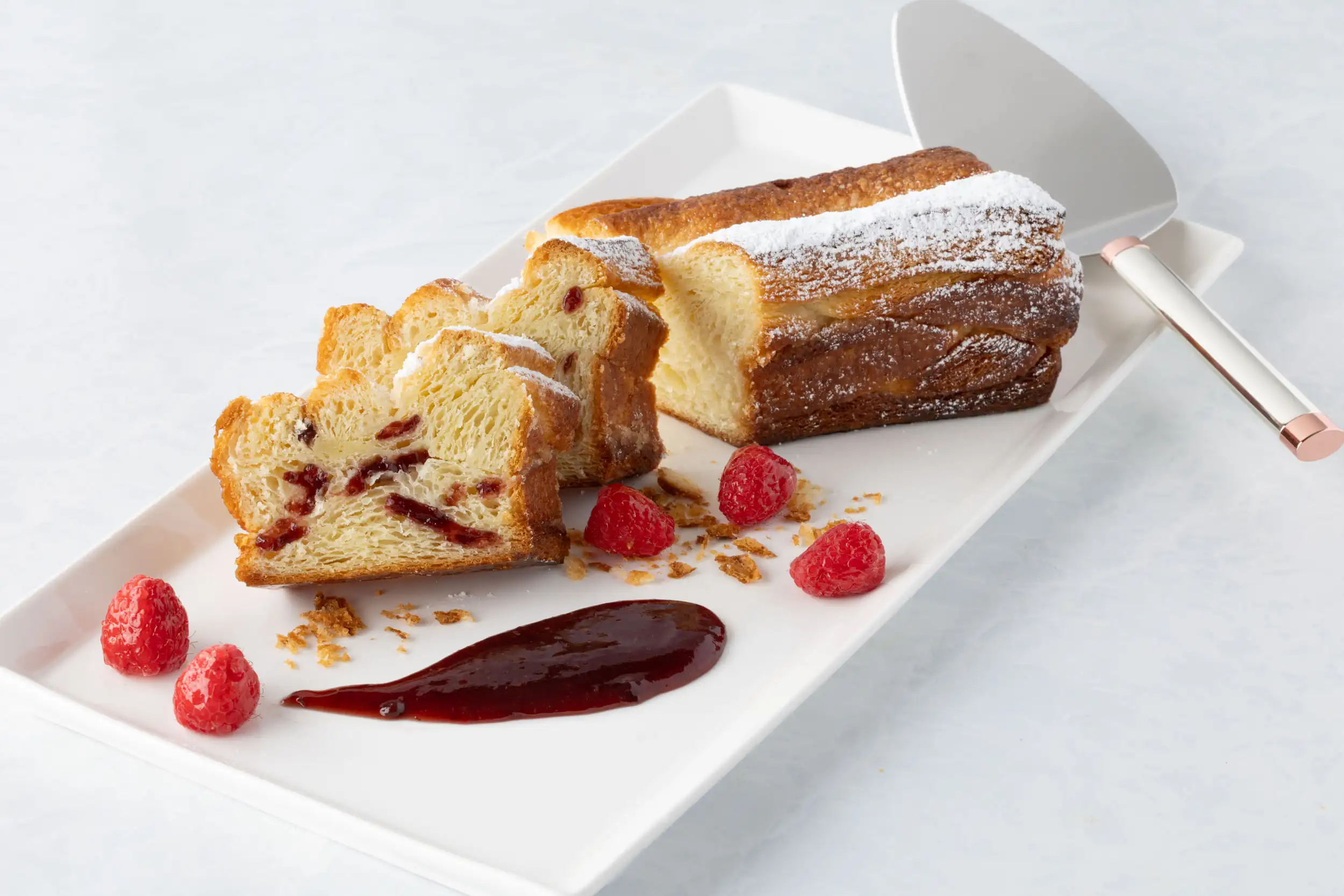 Raspberry Filled Lemon Lavender Kouign-Amann Loaf