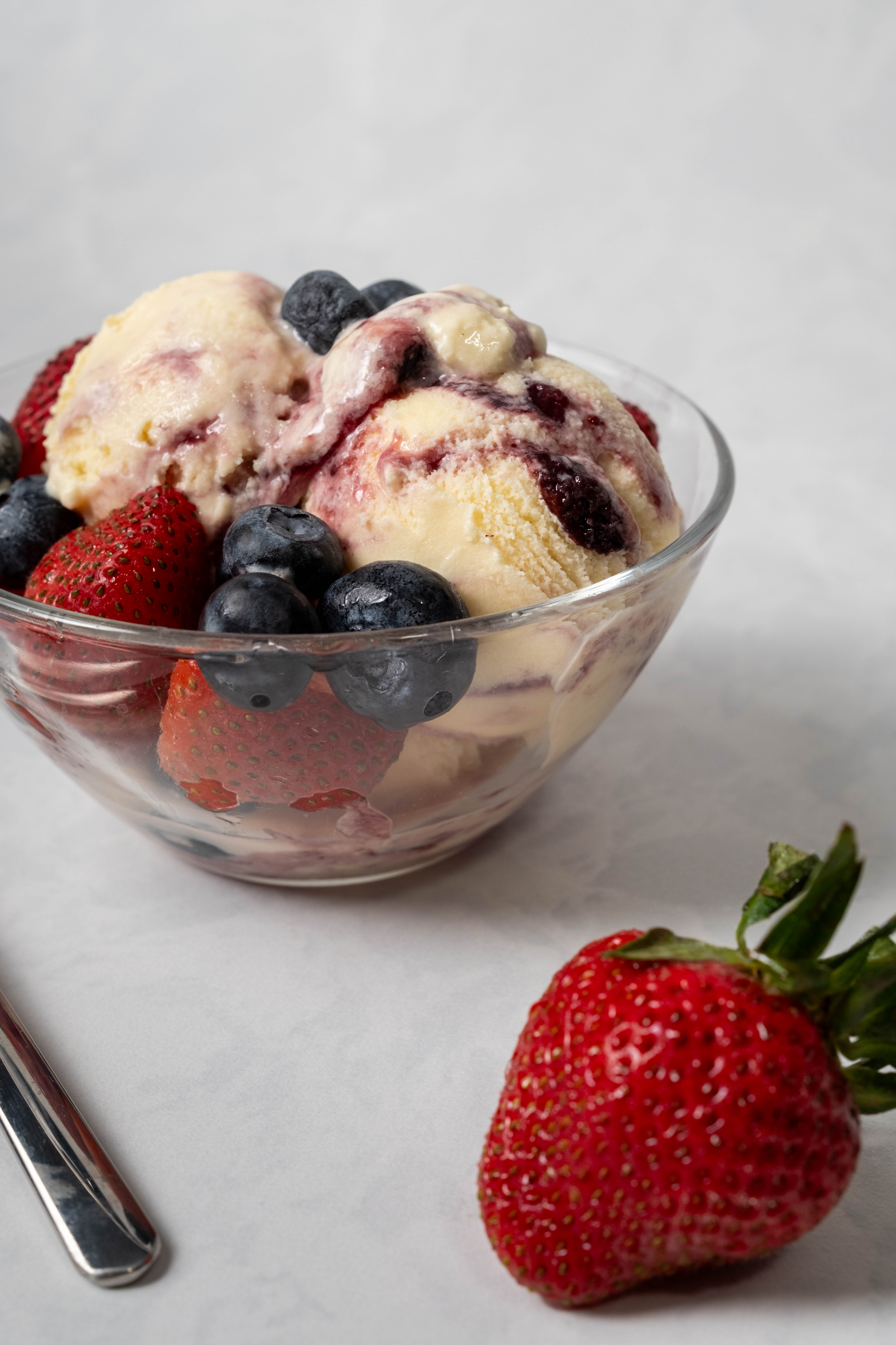 Tangerine Frozen Yogurt with Mixed Berry Swirl