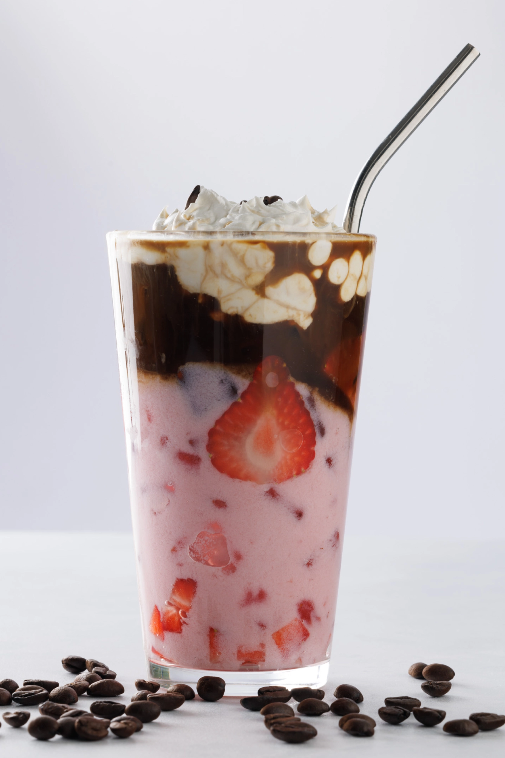 Strawberry & Cream Iced Latte - Fruit Syrups With Chunks